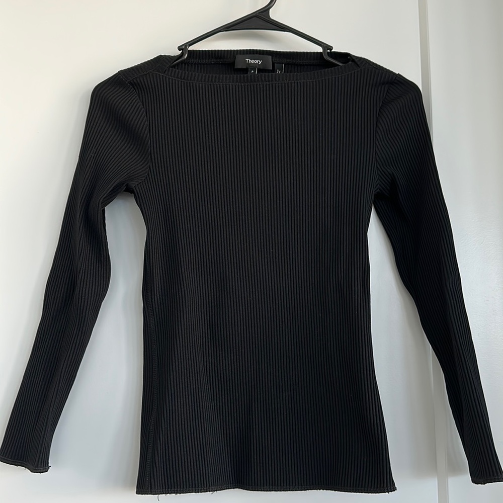 Theory ribbed black long sleeve top